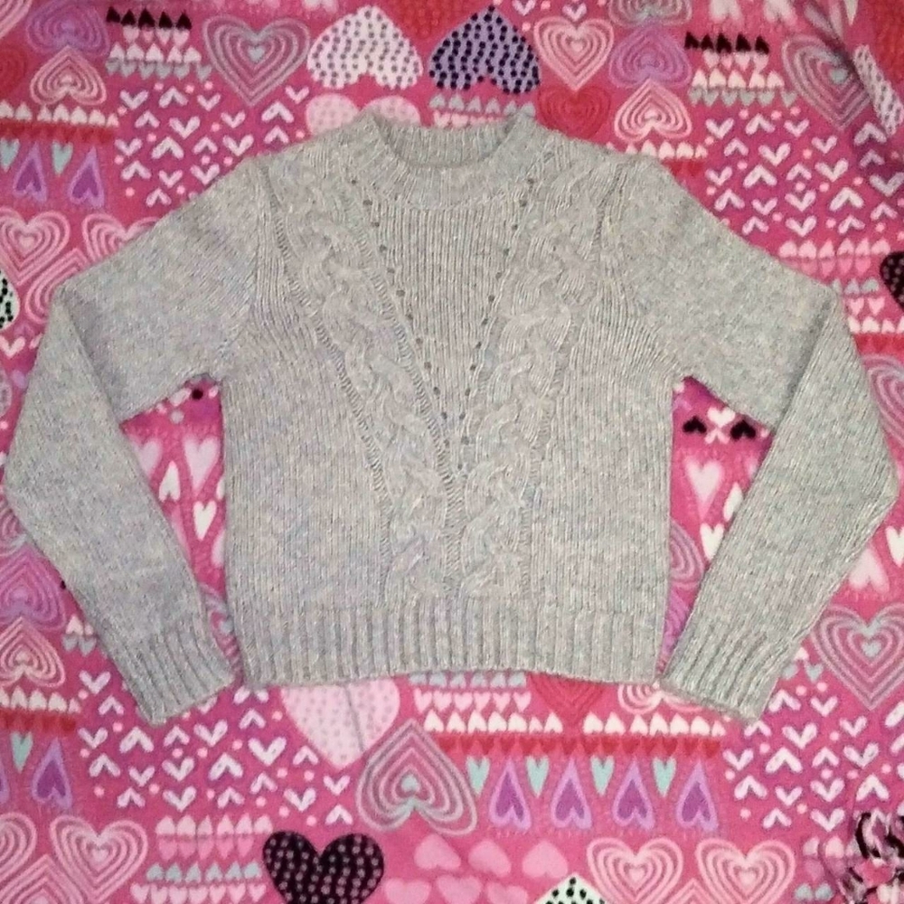 Pastel Lavender, Pink, And Blue Woven Cable Knit Women's Sweater